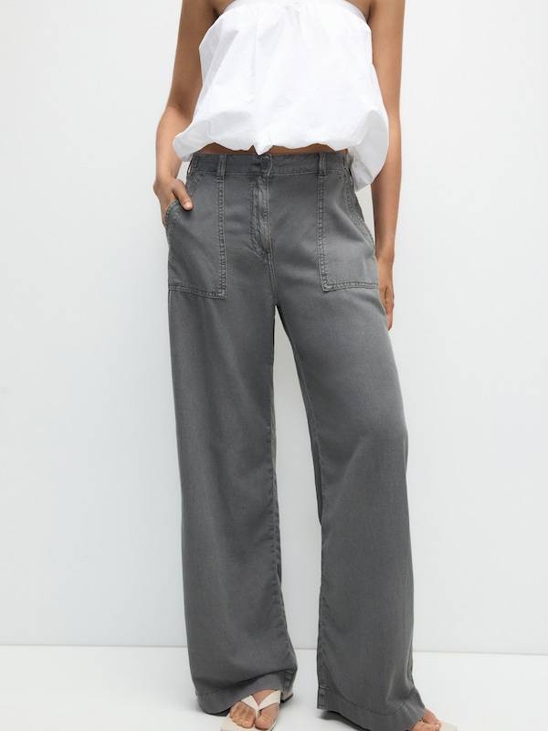 Pull&Bear Wide leg Pants in Dark Grey Riesige Rabatte