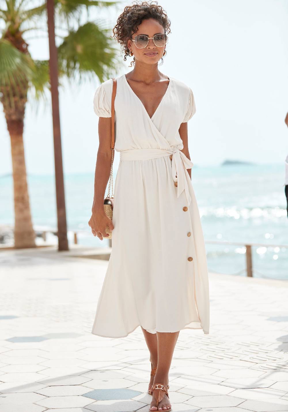 VIVANCE Beach Dress in Ecru Im Verkauf