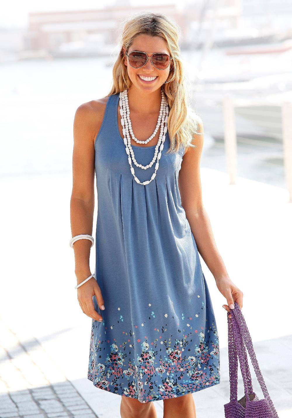BEACH TIME Beach Dress in Aqua, Dusty Blue Limitierter Zeitrabatt