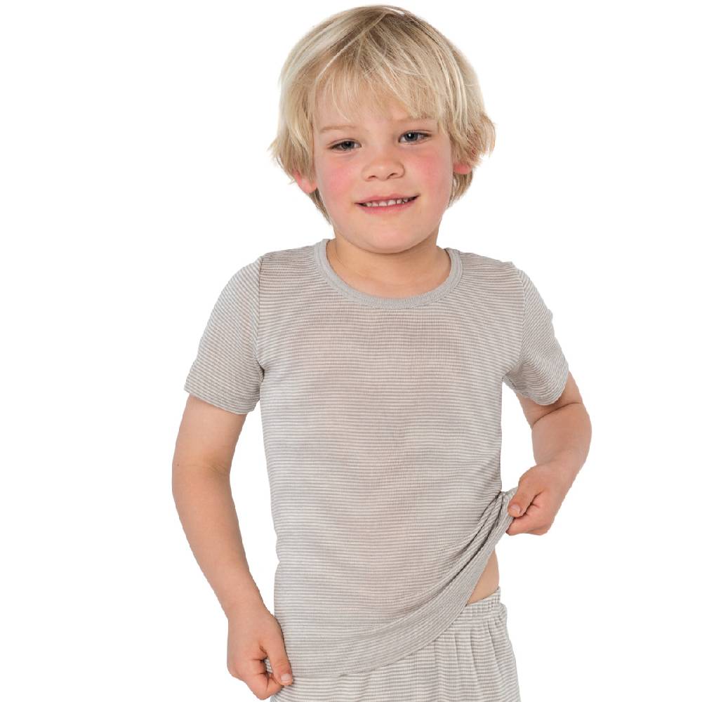 LIVING CRAFTS - Kurzarm-Shirt - Grey/Natural Striped Tiefpreis