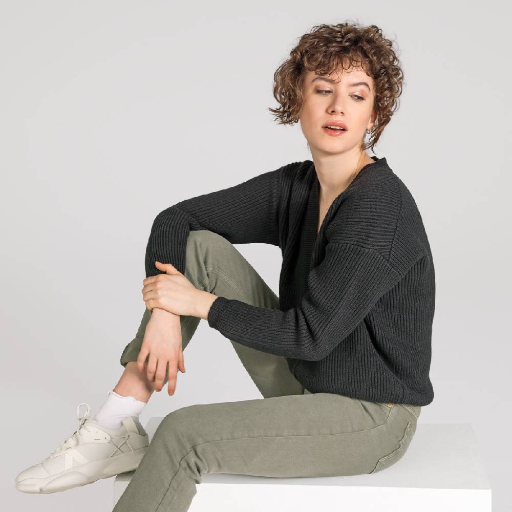 LIVING CRAFTS ALFREY - Strickjacke boxy - Off Black Begrenztes Angebot