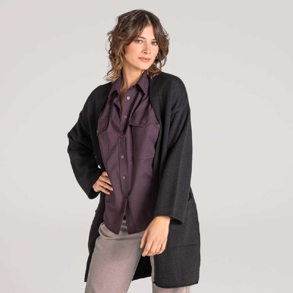 LIVING CRAFTS ANIEK - Strickjacke lang - Off Black Muttertagsangebot
