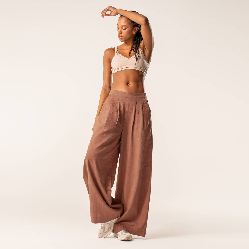 LIVING CRAFTS DUYEN - Weite Bundfaltenhose - Brown Tiefpreis