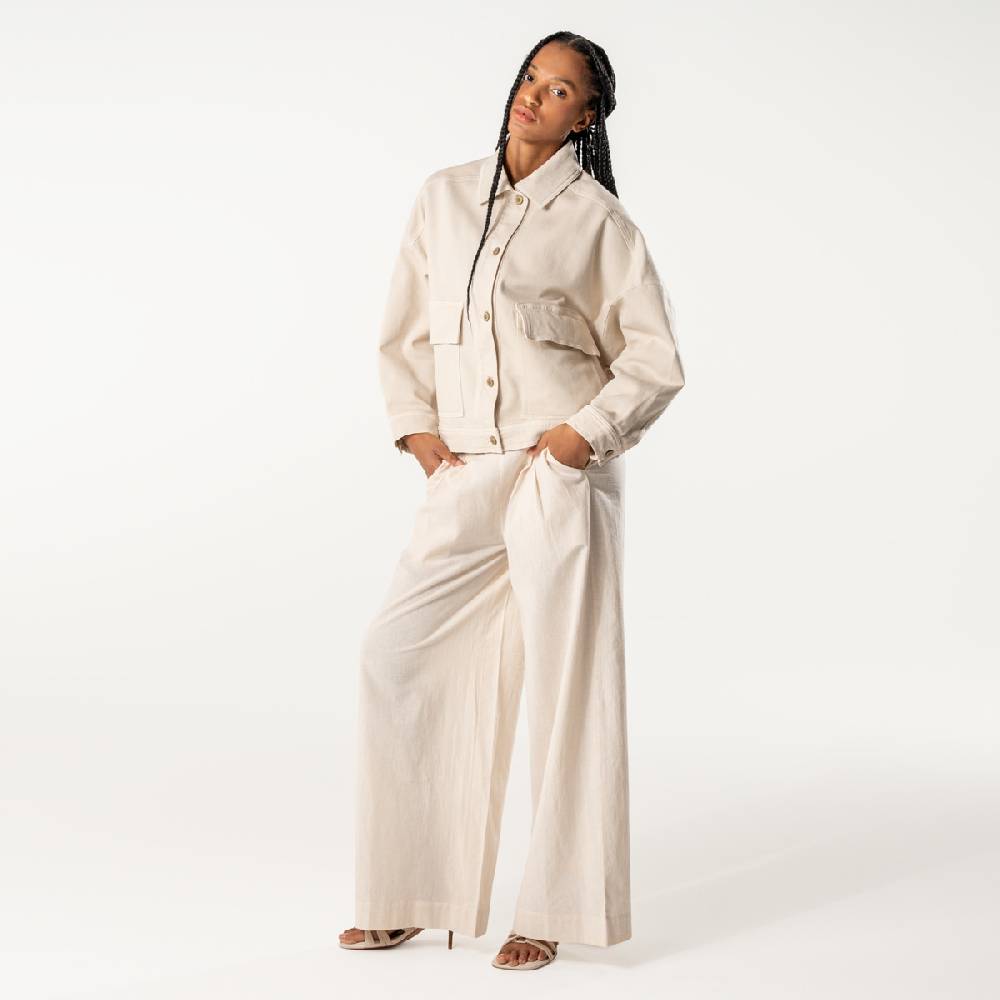 LIVING CRAFTS DUYEN - Weite Bundfaltenhose - Sand Super Sparpreis