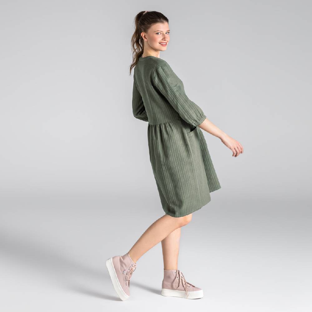 LIVING CRAFTS BLOSWEN - Seersucker Kleid - Khaki Kostenloser Versand international
