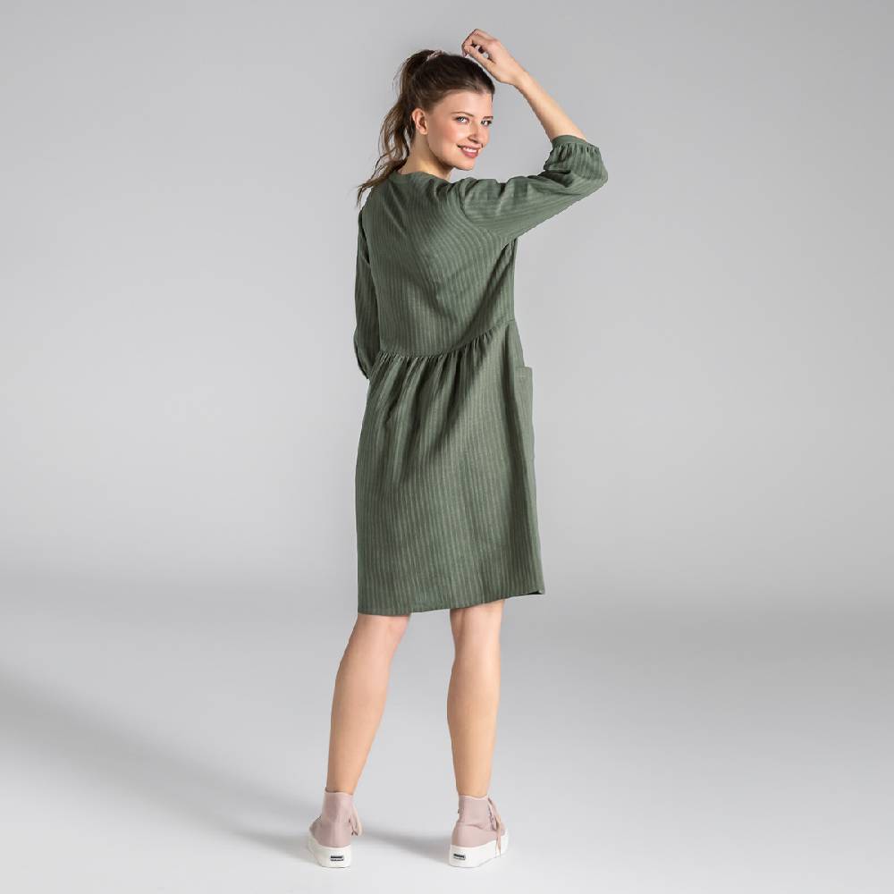 LIVING CRAFTS BLOSWEN - Seersucker Kleid - Khaki Kostenloser Versand international