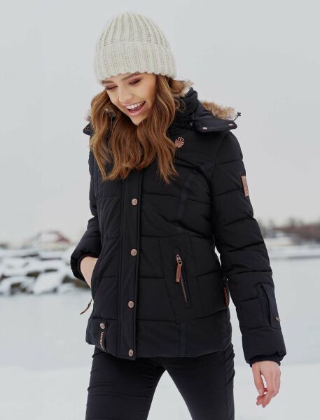 Marikoo Nekoo warm gefütterte Damen Winterjacke mit Kunstfell Limitierter Zeitrabatt