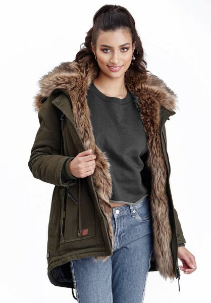Marikoo Navahoo Daria Damen Parka Jacke mit Kunstfellkragen 50% Rabatt mit kostenlosem Versand