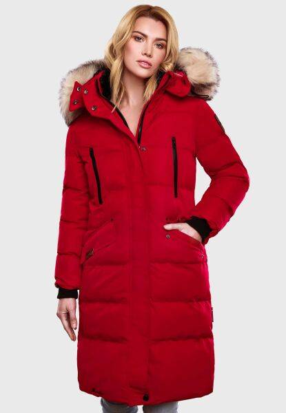 Marikoo Schneesternchen Damen lange Winter Steppjacke mit Kapuze Günstig kaufen