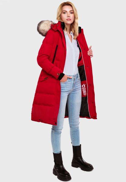 Marikoo Schneesternchen Damen lange Winter Steppjacke mit Kapuze Günstig kaufen