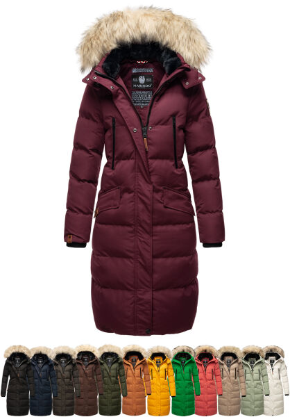 Marikoo Schneesternchen Damen lange Winter Steppjacke mit Kapuze Günstig kaufen