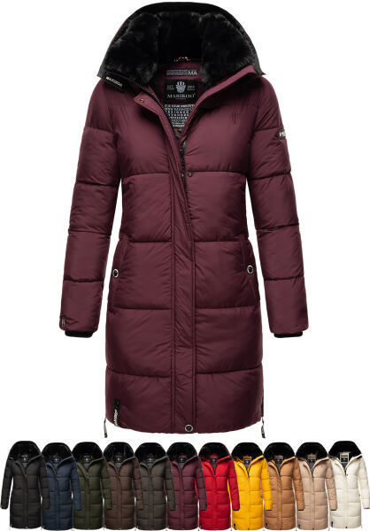 Marikoo Streliziaa Damen lange Winter Steppjacke Fellkragen Versandkostenfrei