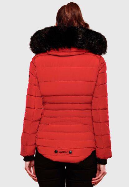Marikoo Lotusblüte warme Damen Winterjacke gesteppt mit Kunstfell Großer Ausverkauf