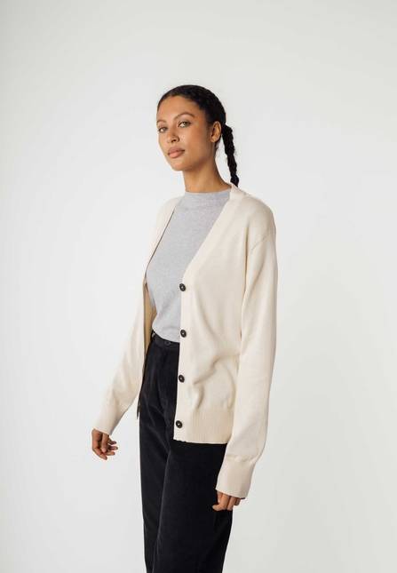 Melawear Damen Basic V-Neck Feinstrick Cardigan SURINA Tägliche Deals