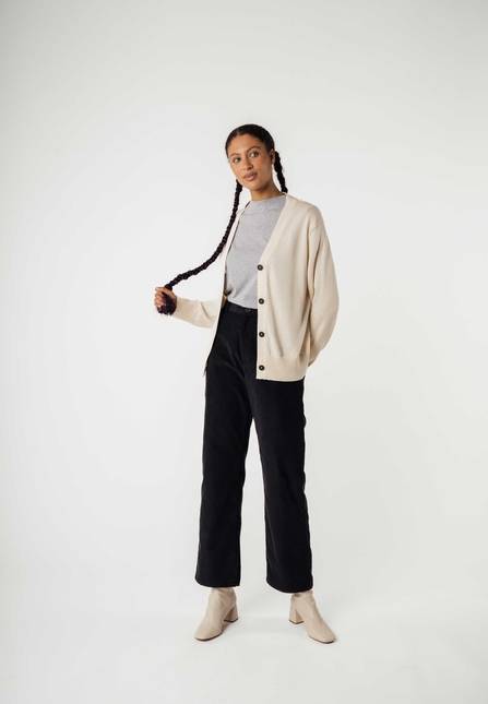 Melawear Damen Basic V-Neck Feinstrick Cardigan SURINA Tägliche Deals