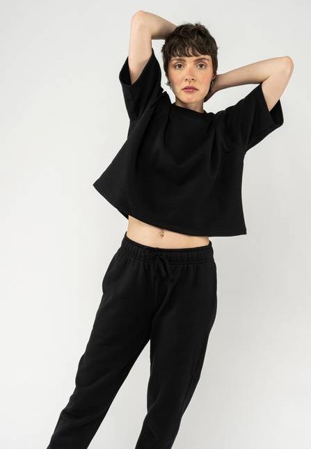 Melawear French Terry Cropped T-Shirt DEEPALI Riesige Rabatte