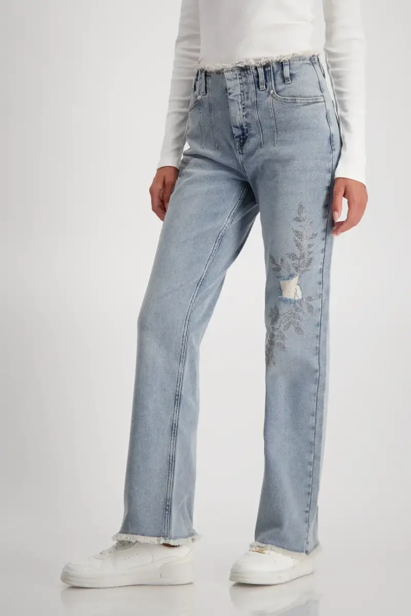 Monari Wide Leg Jeans mit Schmuck Begrenzte Freigabe