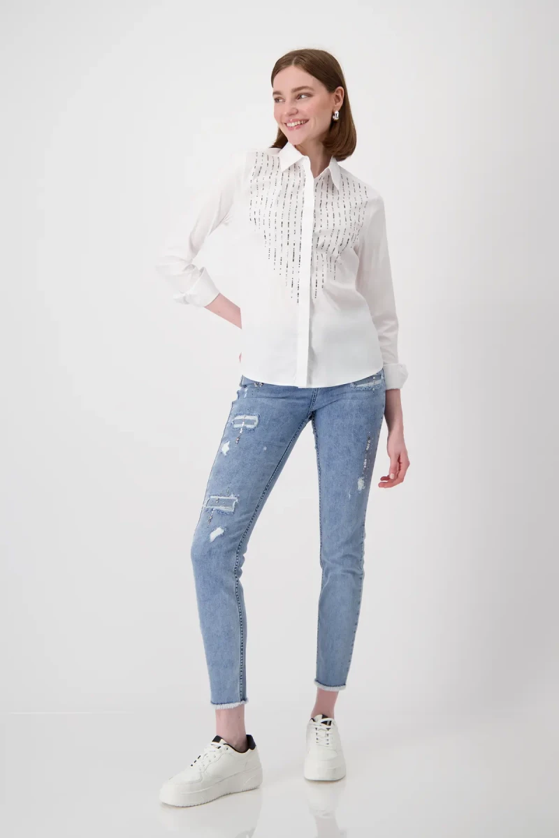 Monari Hemdbluse mit Strasssteine Outlet