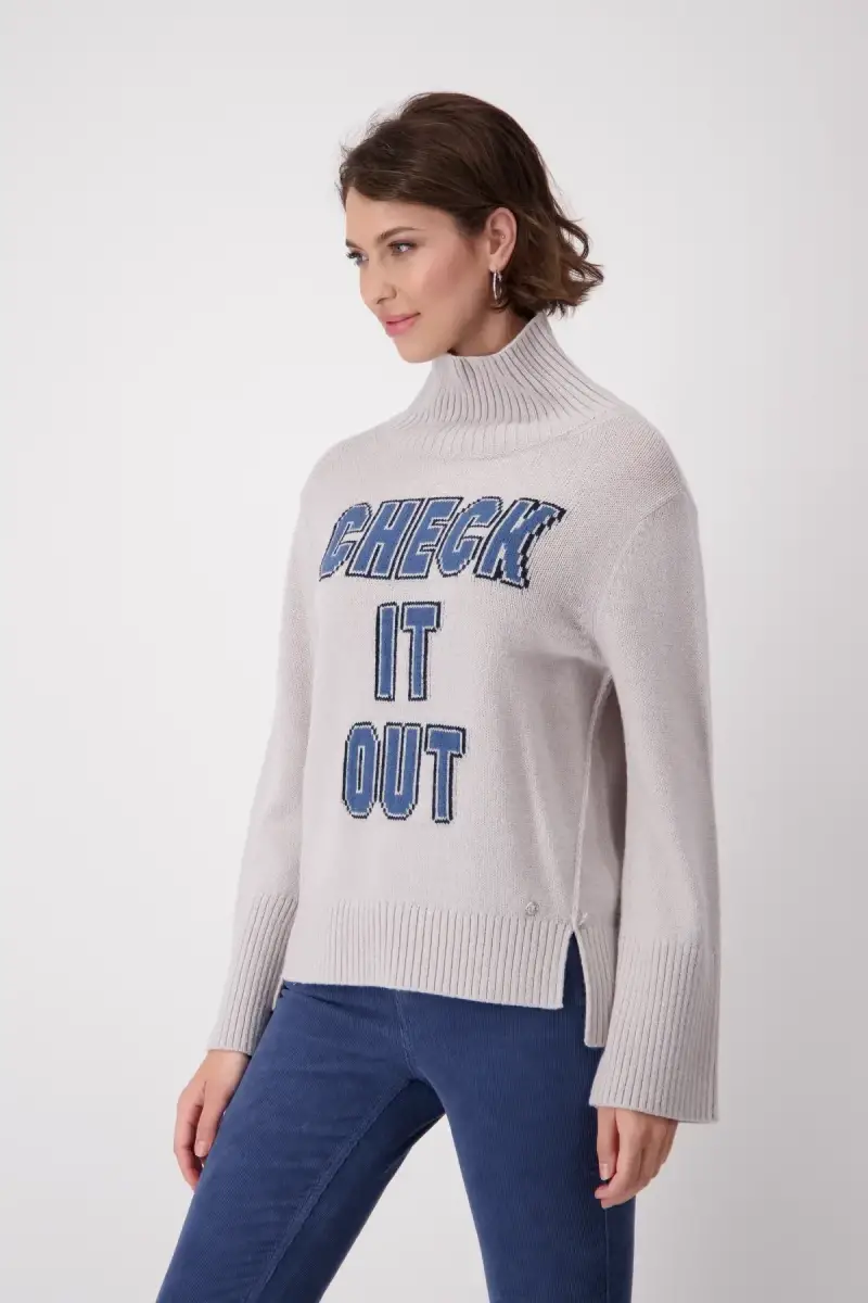 Monari Strickpullover mit Schrift Fabrikverkauf