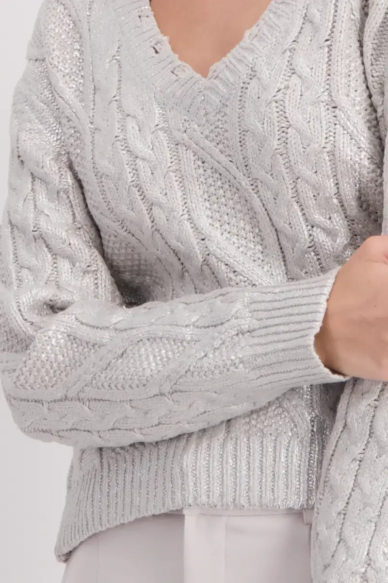 Monari Glänzender Pullover mit Zopfmuster Muttertagsangebot