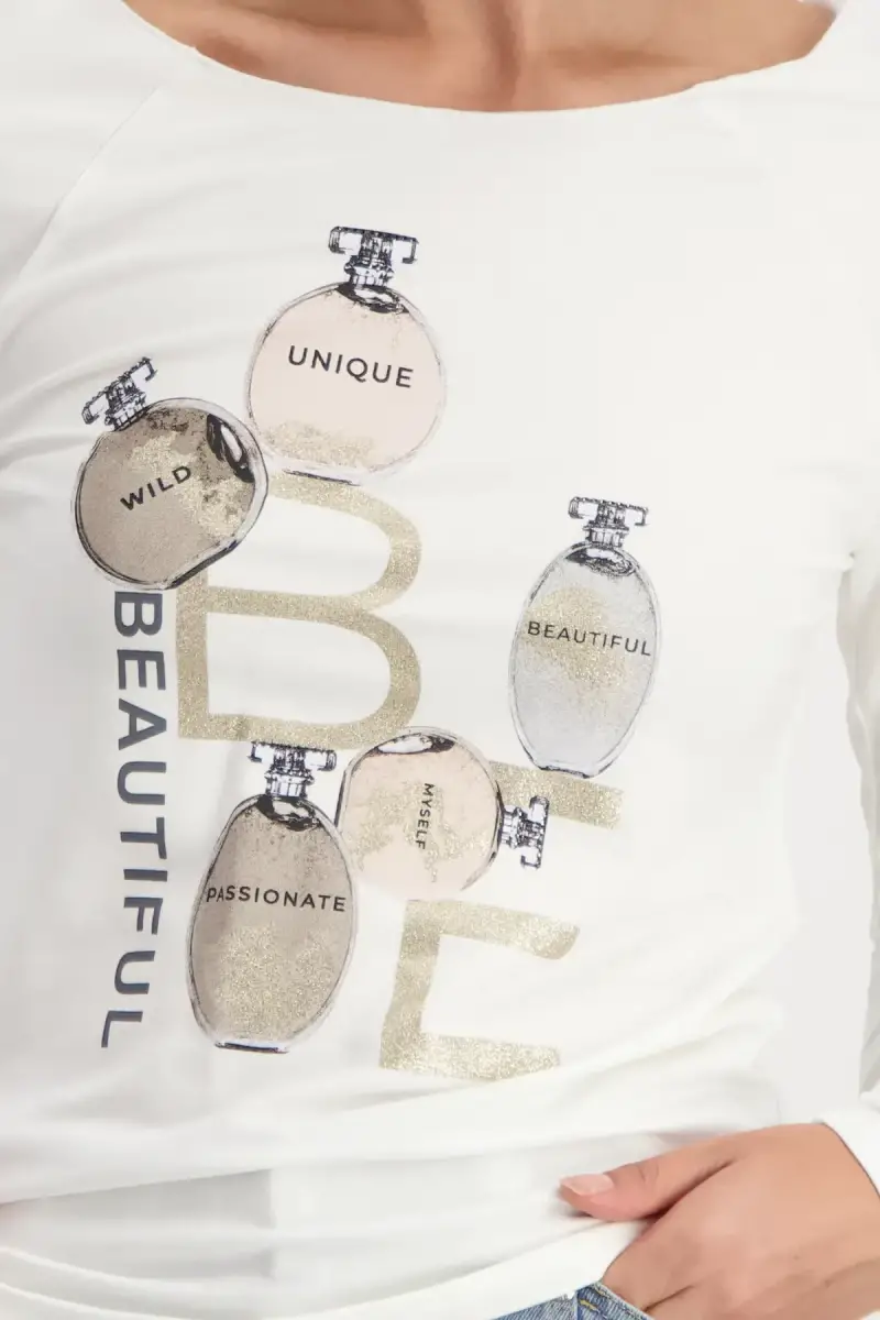 Monari Shirt mit Parfüm Flakons Print Zeitbegrenzte Promotion