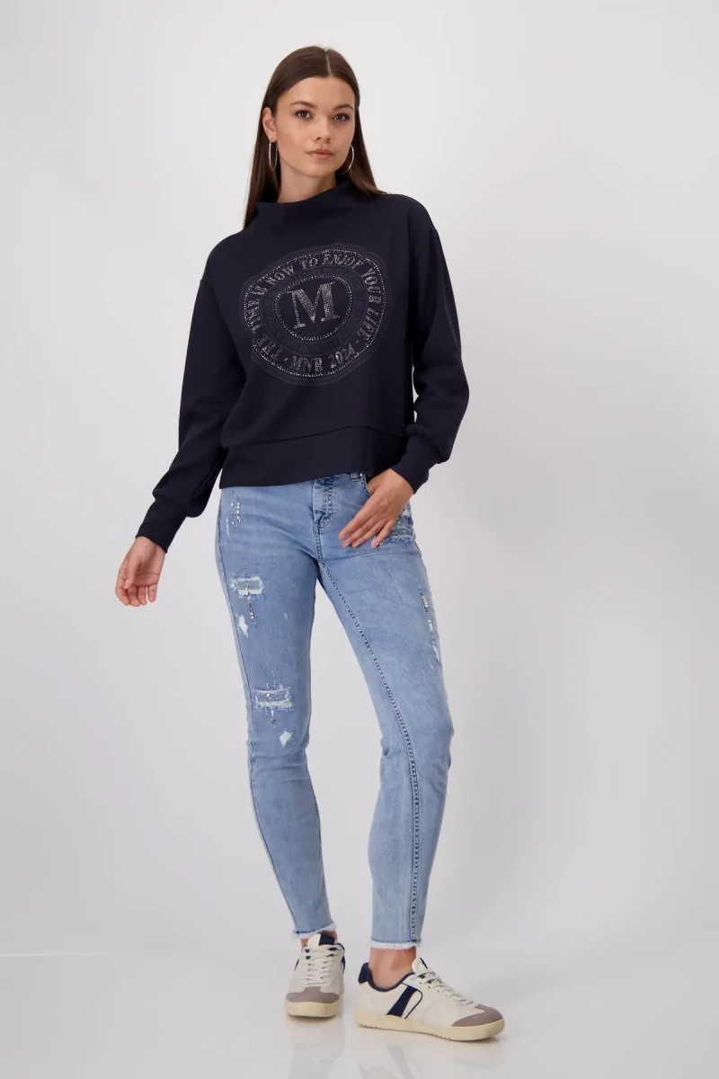 Monari Sweatshirt mit Emblem Print Kostenloser Versand international
