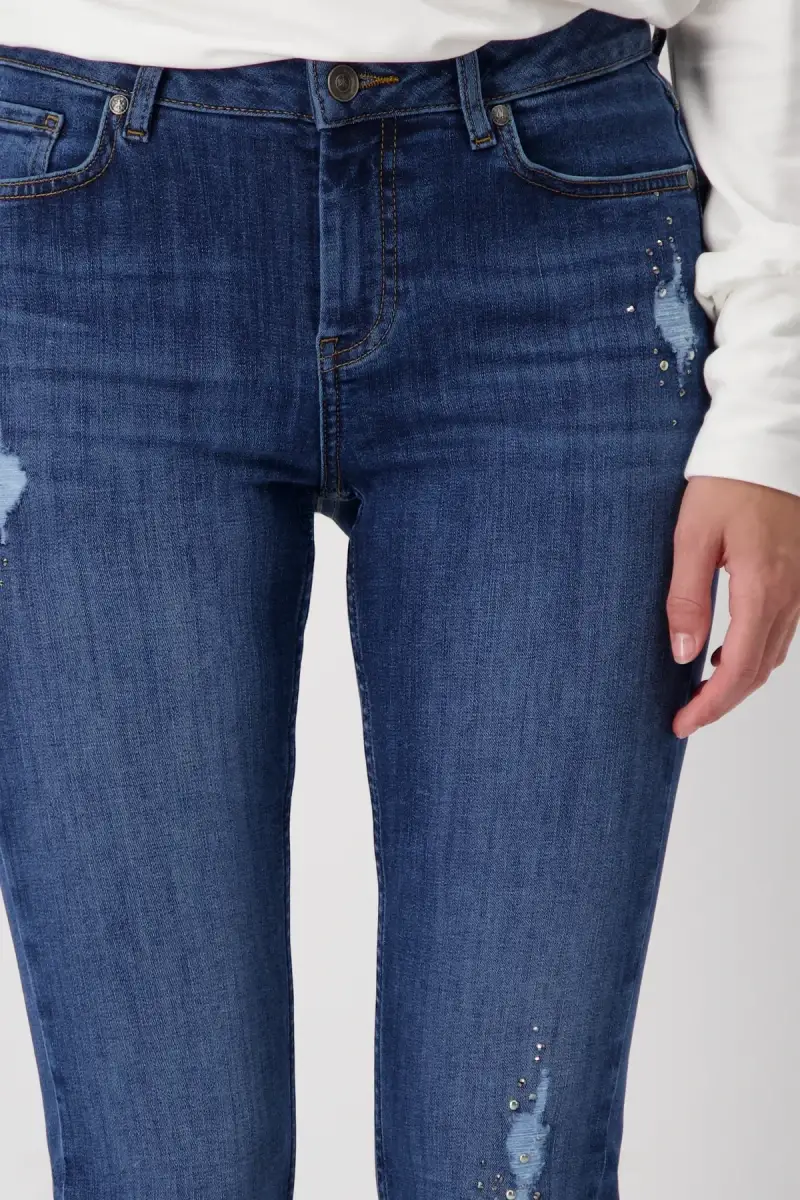 Monari Destroyed Jeans mit Strass Saisonschlussverkauf