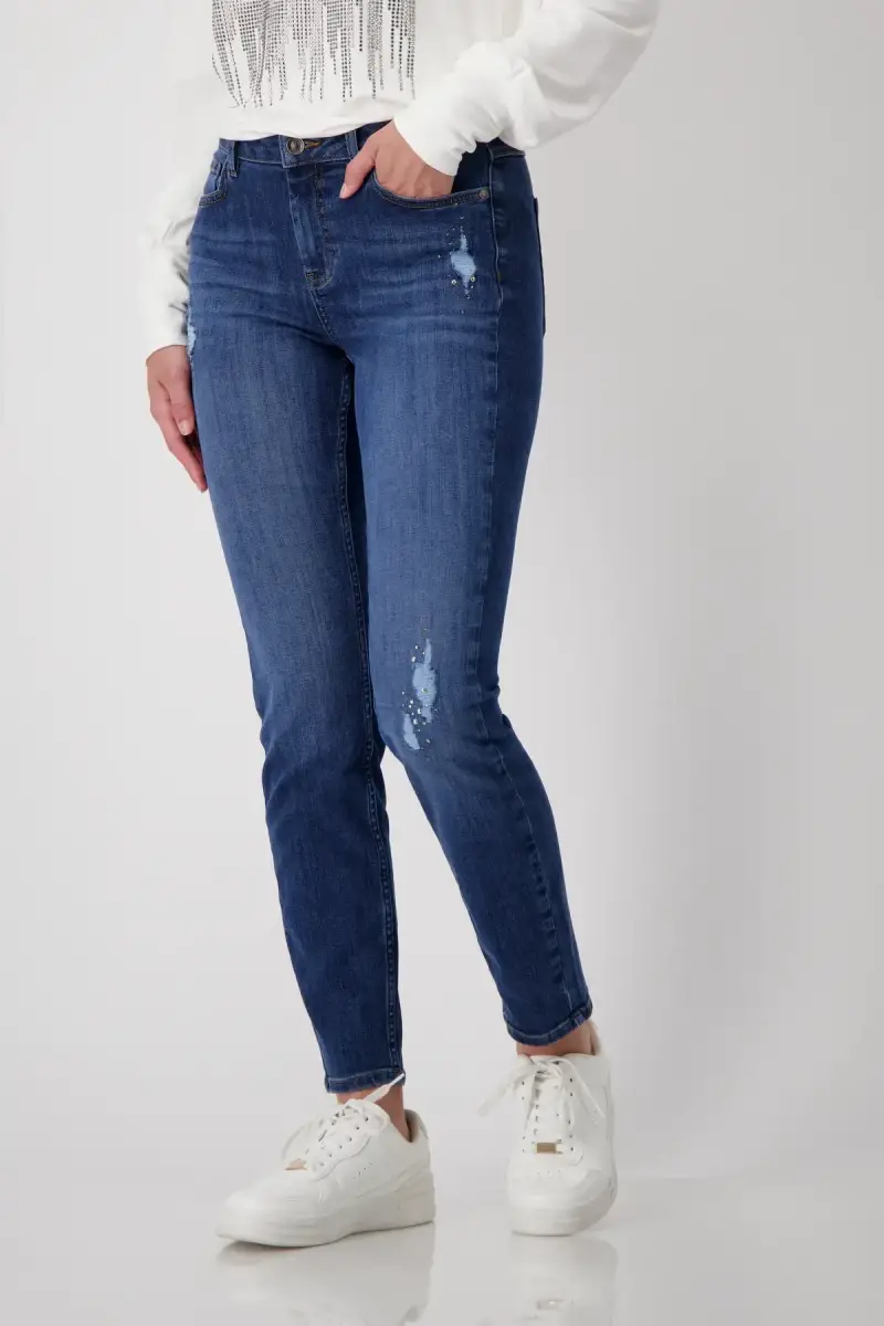Monari Destroyed Jeans mit Strass Saisonschlussverkauf