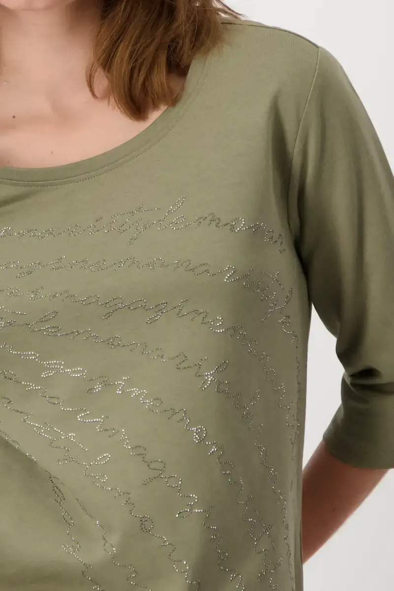 Monari Shirt mit Strass Schrift Black Friday