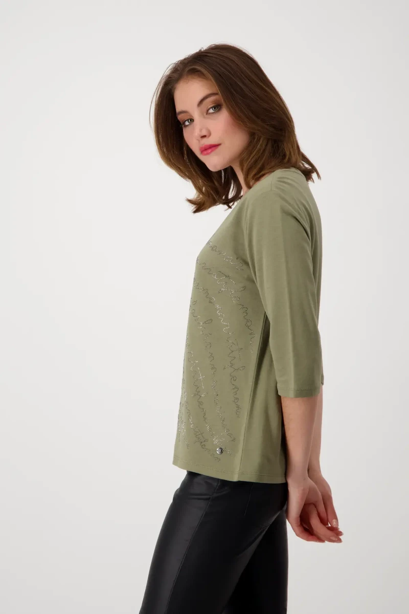 Monari Shirt mit Strass Schrift Black Friday