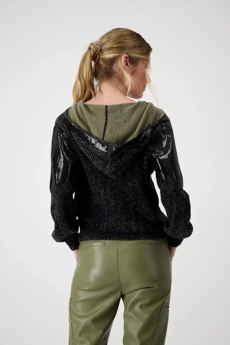 Monari Strickjacke mit Fischgratmuster und Pailletten Osterangebot