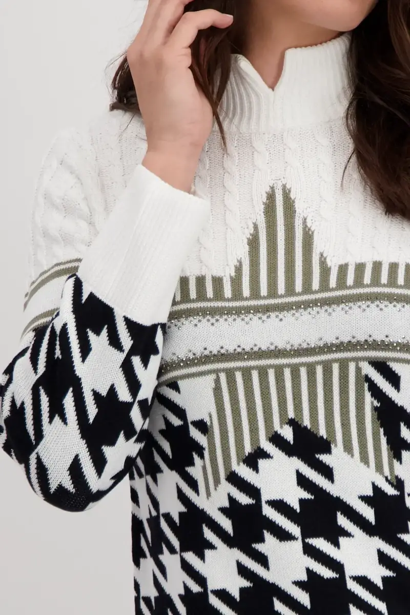 Monari Pullover mit Hahnentrittmuster Top Angebot