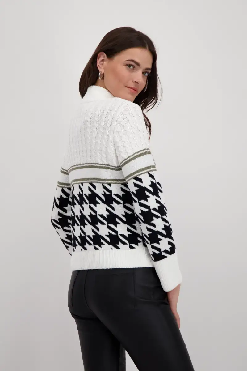 Monari Pullover mit Hahnentrittmuster Top Angebot