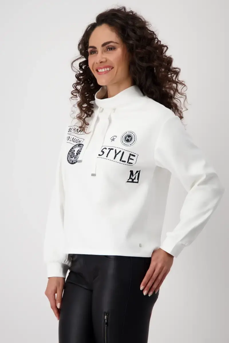 Monari Sweatshirt mit Patches und Strass Wochenangebot