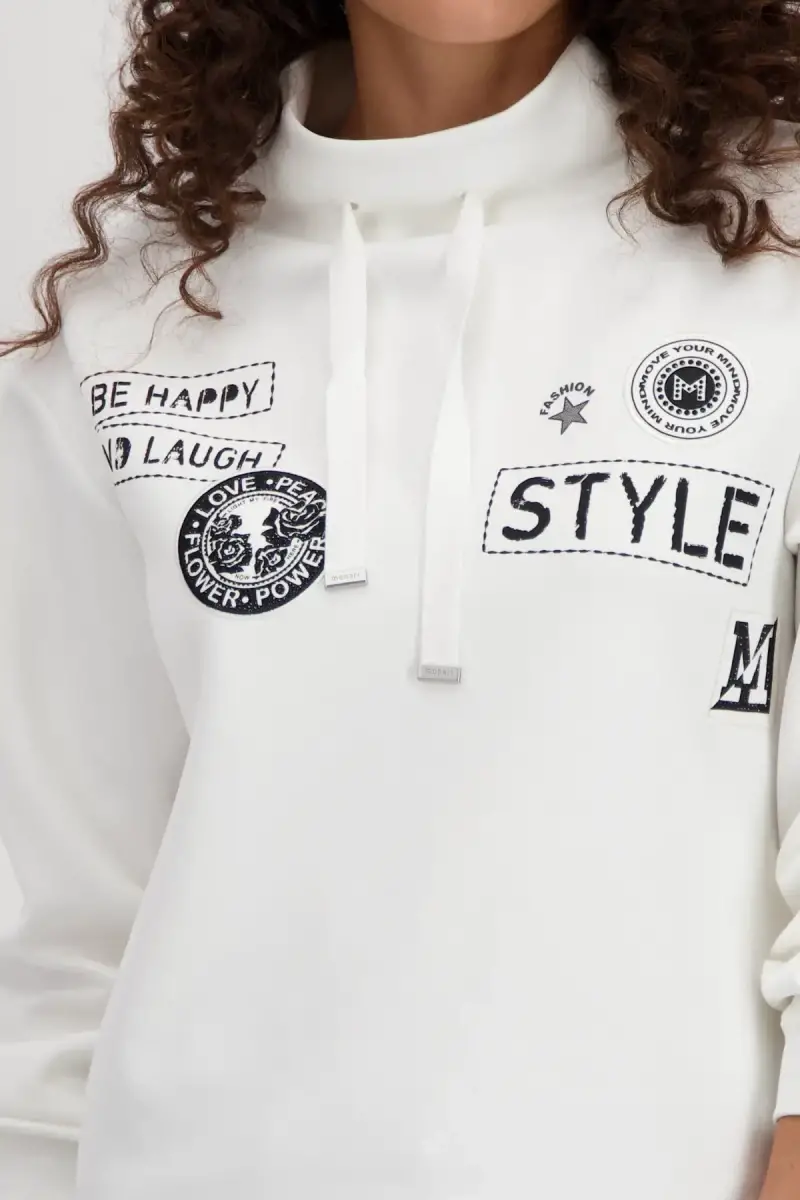Monari Sweatshirt mit Patches und Strass Wochenangebot