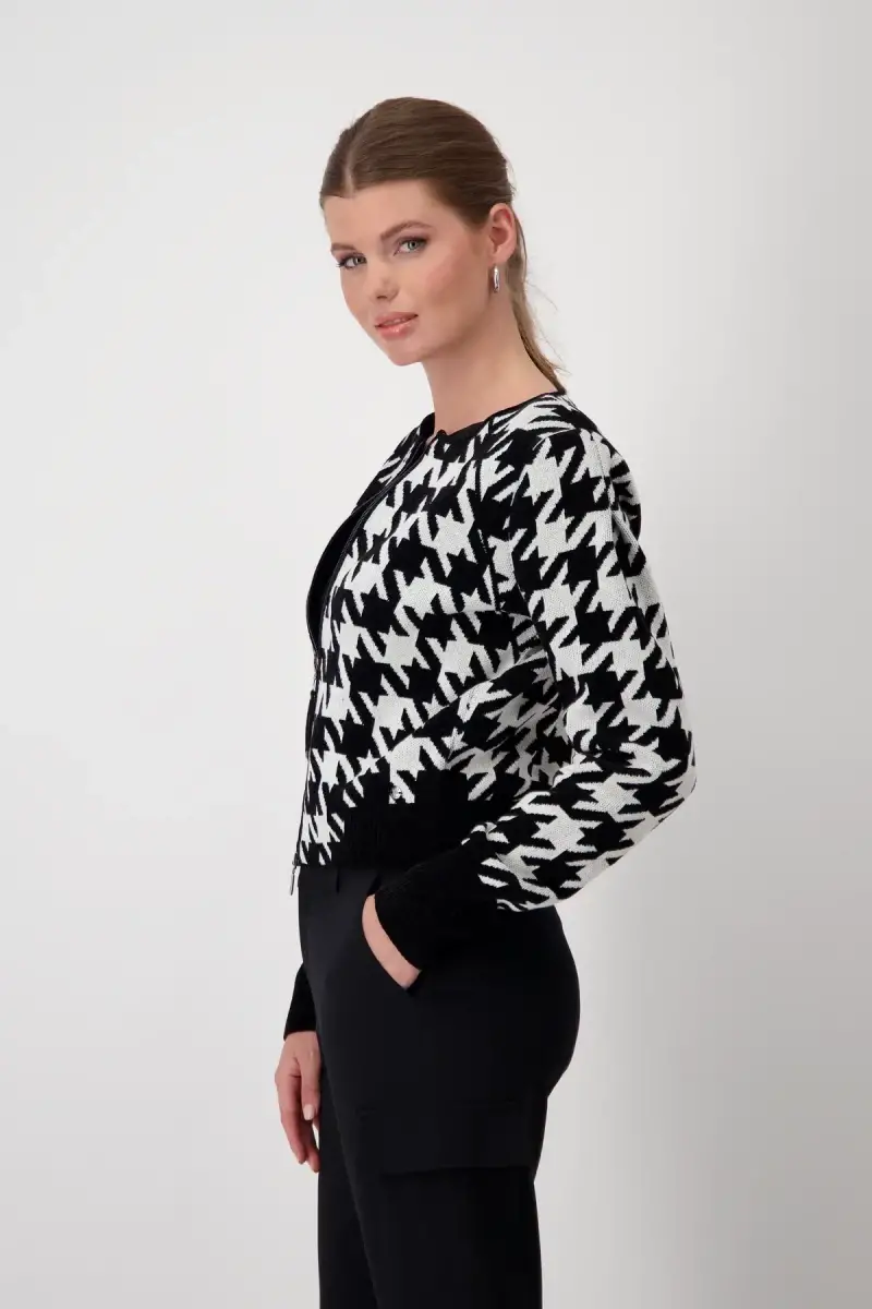 Monari Strickjacke mit Hahnentrittmuster Kostenlose Rückgabe