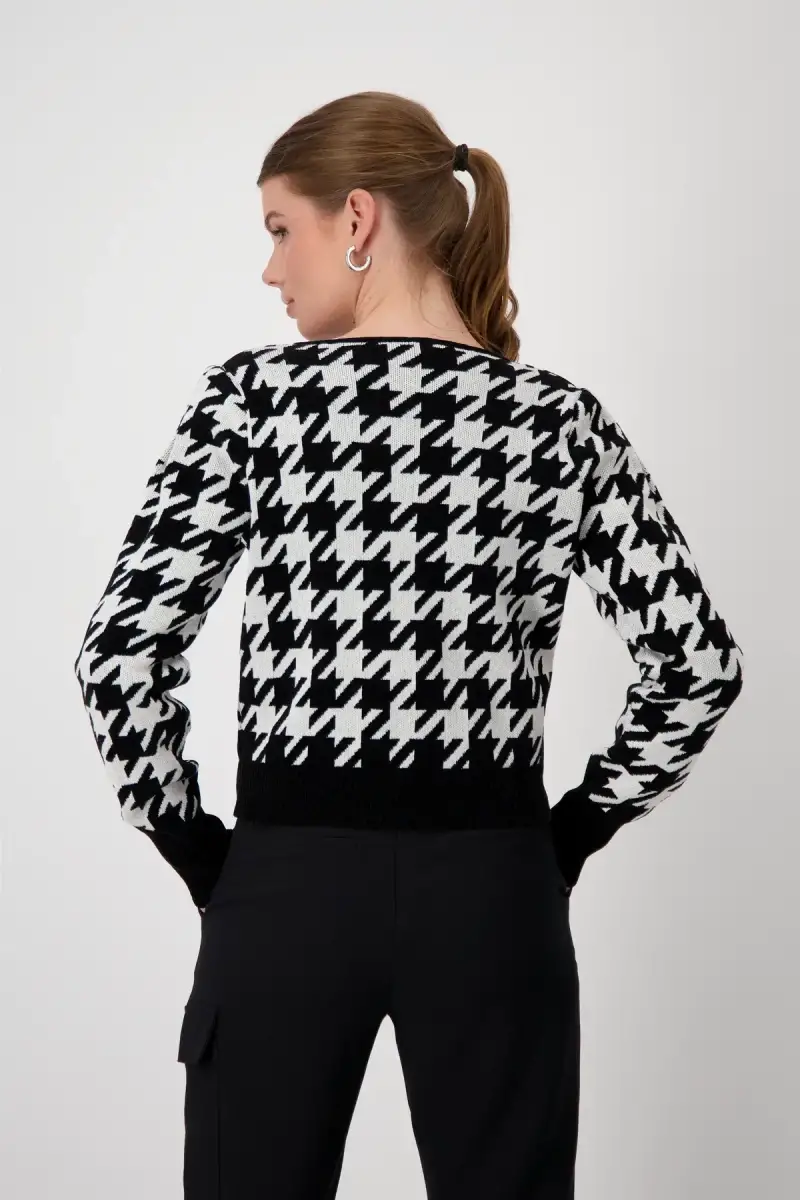 Monari Strickjacke mit Hahnentrittmuster Kostenlose Rückgabe