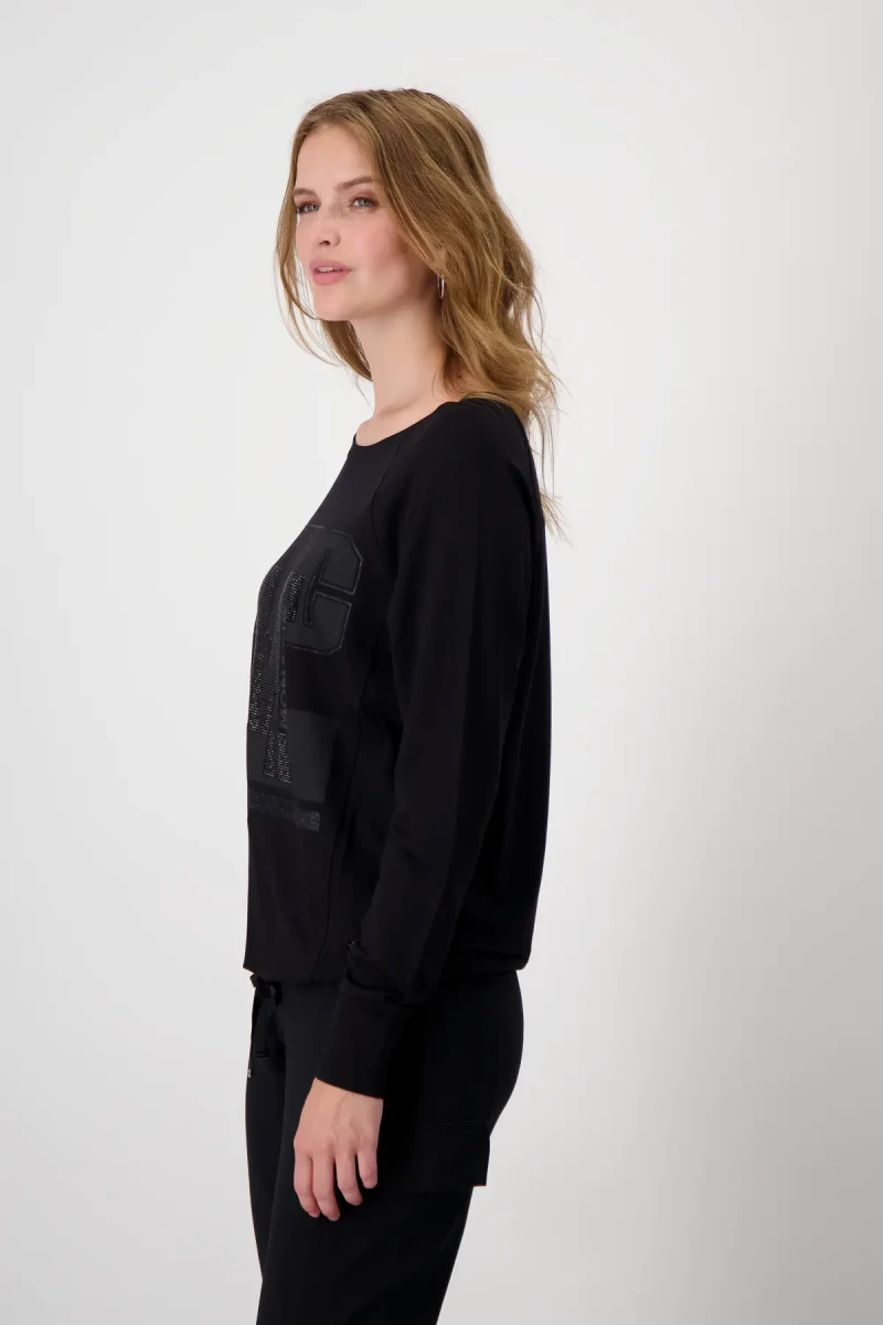 Monari Raglan Shirt mit Glitzerschrift Zeitbegrenzte Promotion