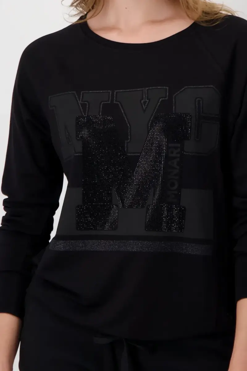 Monari Raglan Shirt mit Glitzerschrift Zeitbegrenzte Promotion