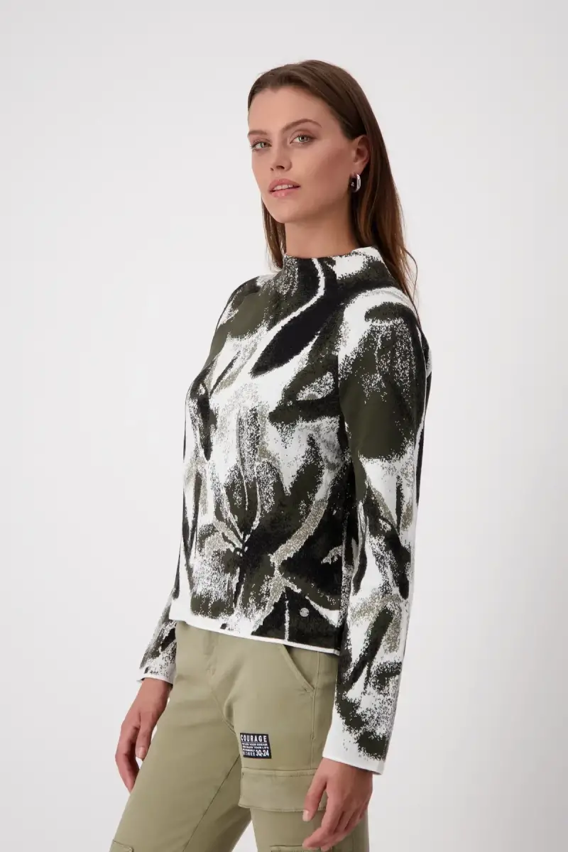 Monari Strickpullover mit Blumenmuster Outlet