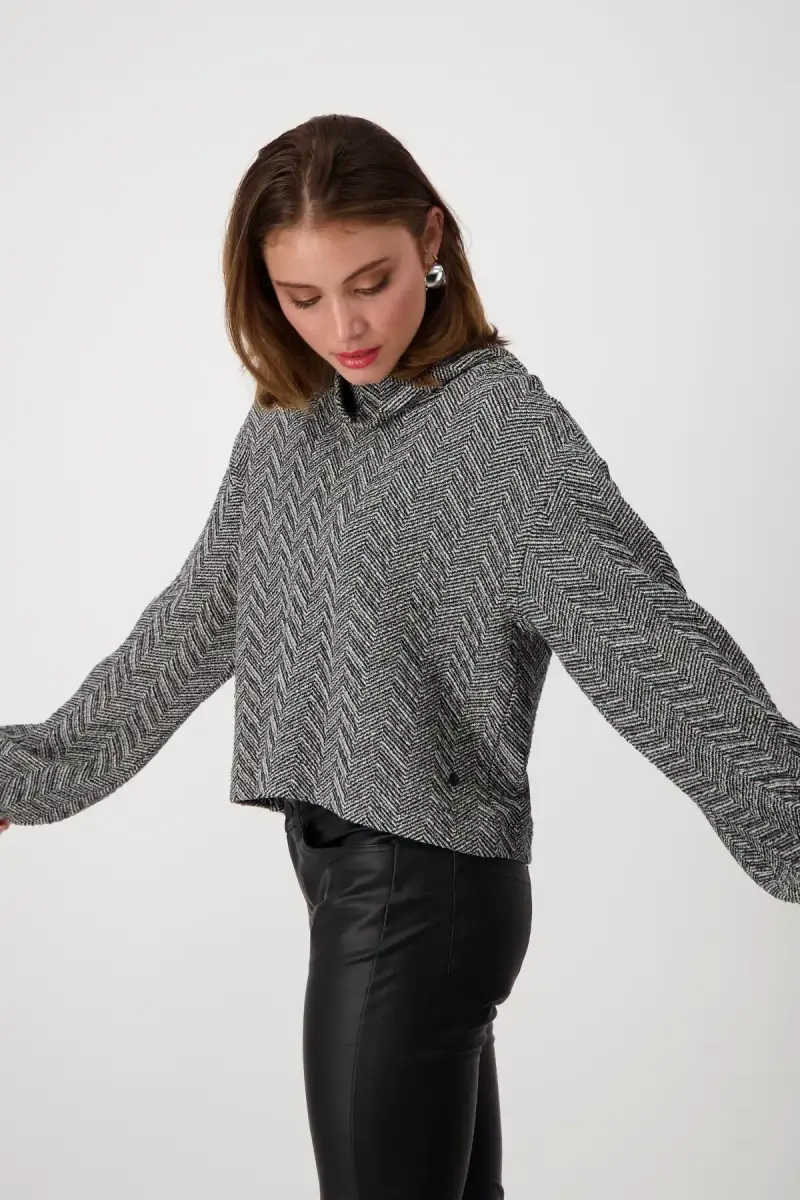 Monari Sweatshirt mit Fischgrat-Muster Angebote