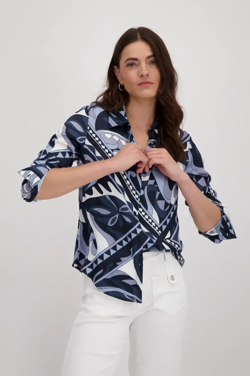 Monari Satin Bluse mit Ornamentmuster Bestseller