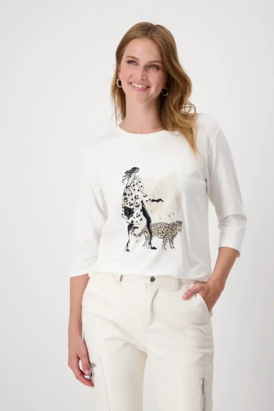 Monari Shirt mit High Heels Print Riesige Ersparnisse