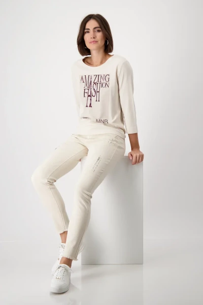 Monari Shirt mit High Heels Print Riesige Ersparnisse