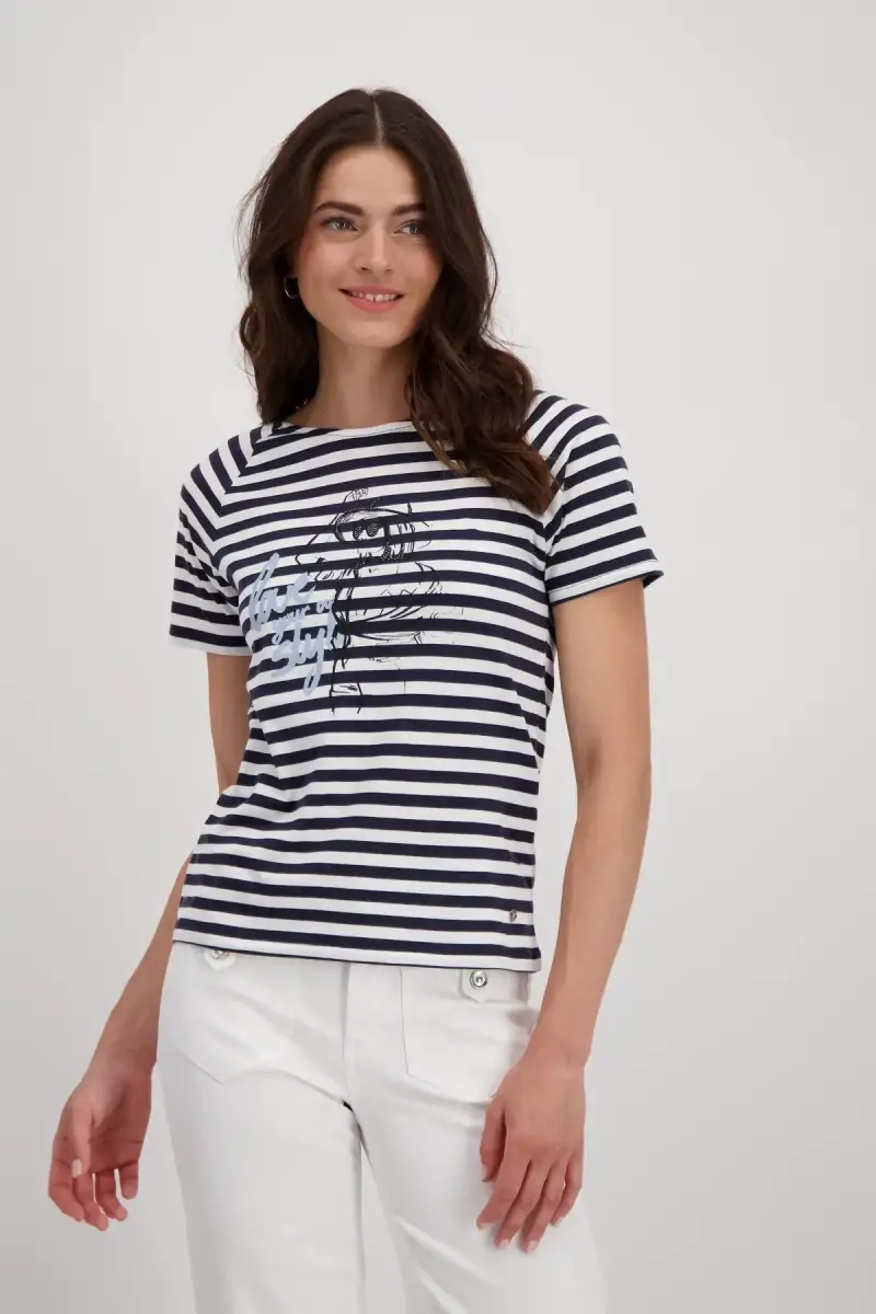Monari Ringel Shirt mit Frauen Zeichnung VIP-Rabatte