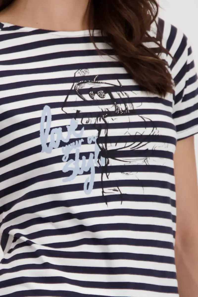 Monari Ringel Shirt mit Frauen Zeichnung VIP-Rabatte