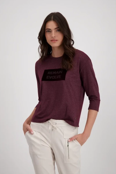 Monari Glänzendes T-Shirt mit Strass Schrift Bis zu 50% Rabatt