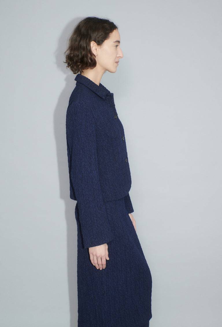Odeeh Stretch Cloqué Jacke, Indigo Große Rabatte