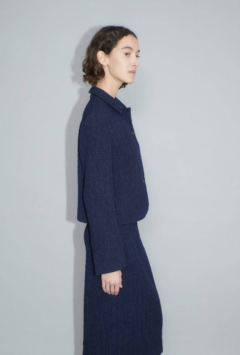Odeeh Stretch Cloqué Jacke, Indigo Große Rabatte