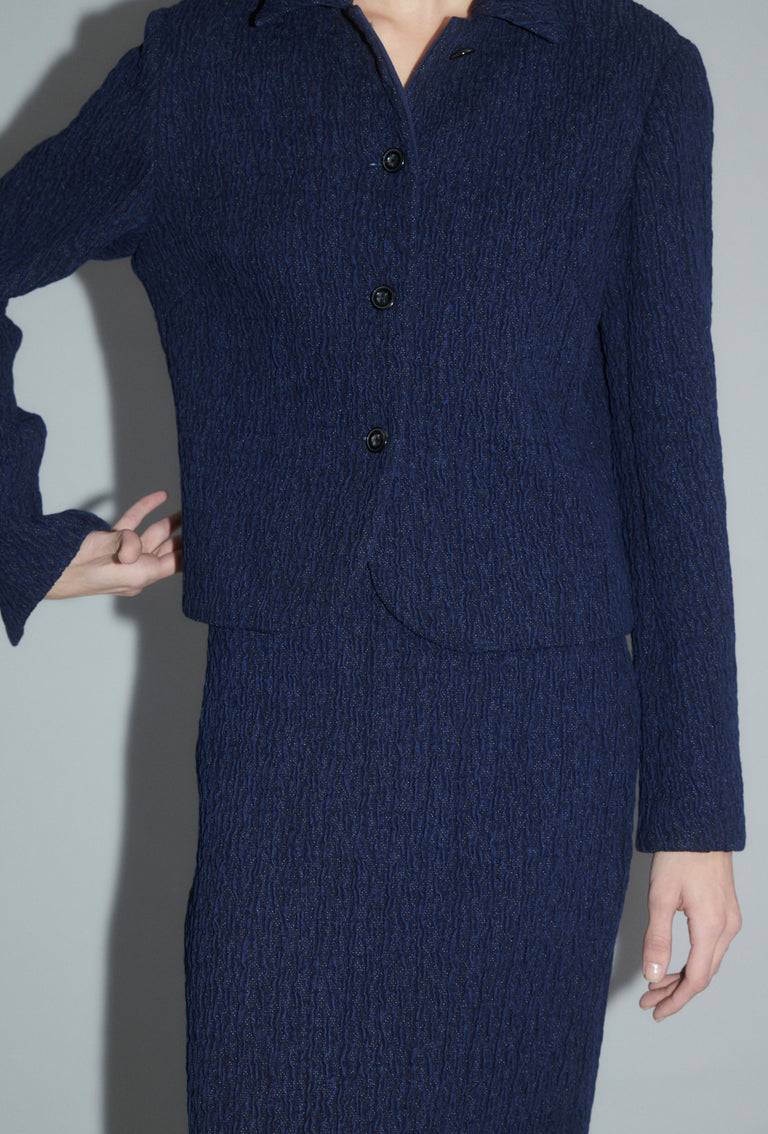 Odeeh Stretch Cloqué Jacke, Indigo Große Rabatte